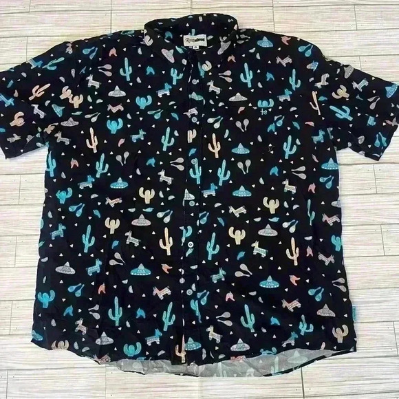 Tipsy Elves Midnight Fiesta Hawaiian Button Up - Picture 3 of 6